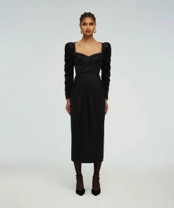Self-portrait READY TO WEAR Lace Back Taffeta Midi Dress