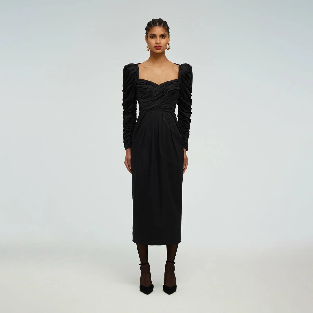 Self-portrait READY TO WEAR Lace Back Taffeta Midi Dress