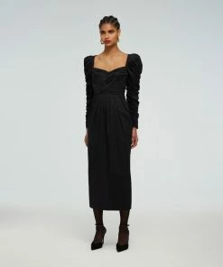 Self-portrait READY TO WEAR Lace Back Taffeta Midi Dress