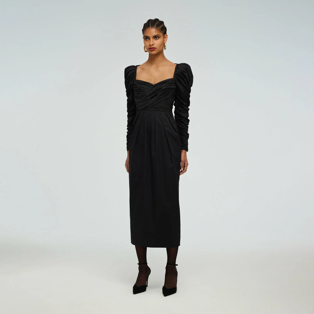 Self-portrait READY TO WEAR Lace Back Taffeta Midi Dress