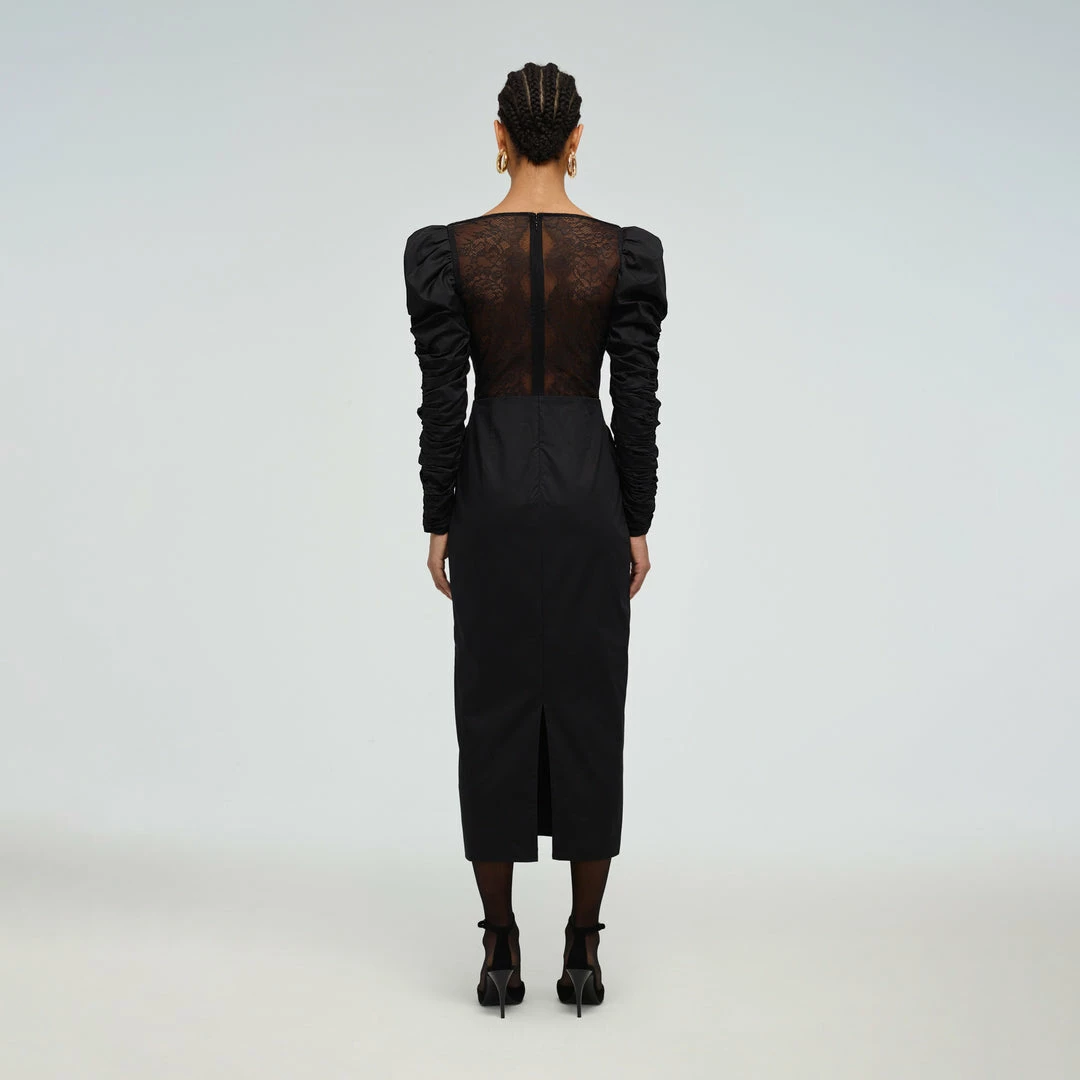 Self-portrait READY TO WEAR Lace Back Taffeta Midi Dress