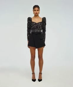 Self-portrait Cluster Sequin Taffeta Top