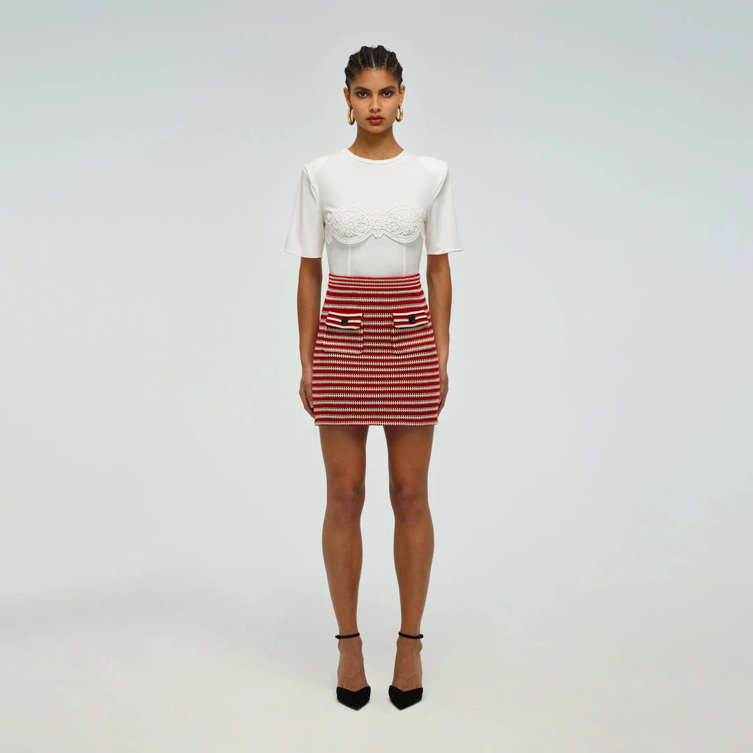 Self-portrait Patterend Knit Skirt READY TO WEAR