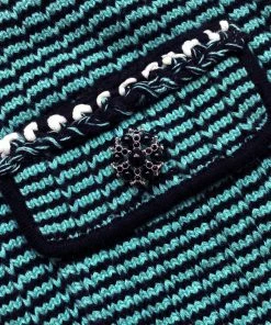 Self-portrait Green Stripe Knit Skirt READY TO WEAR