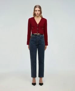 Self-portrait Red Stripe Knit Cardigan