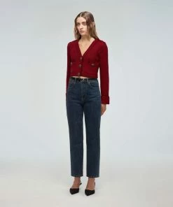 Self-portrait Red Stripe Knit Cardigan