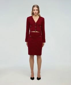 Self-portrait Red Stripe Knit Skirt