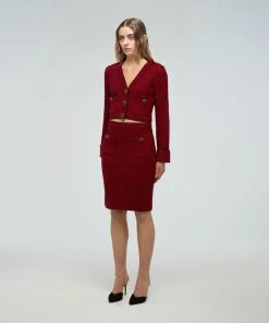 Self-portrait Red Stripe Knit Skirt