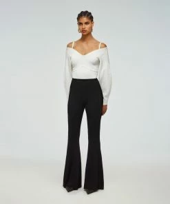 Self-portrait READY TO WEAR White Off Shoulder Knit Top