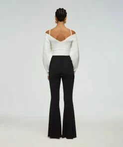 Self-portrait READY TO WEAR White Off Shoulder Knit Top