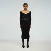 Self-portrait READY TO WEAR Black Off Shoulder Knit Dress