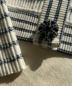 Self-portrait Stripe Lurex Cardigan