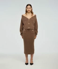 Self-portrait Cashmere Off Shoulder Cardigan READY TO WEAR