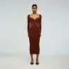 Self-portrait Brown Lace Applique Knit Dress READY TO WEAR