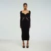 Self-portrait READY TO WEAR Black Lace Applique Knit Dress