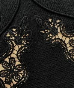 Self-portrait READY TO WEAR Black Lace Applique Knit Dress