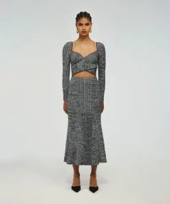 Self-portrait Monochrome Ribbed Knit Skirt