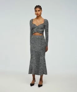 Self-portrait Monochrome Ribbed Knit Skirt