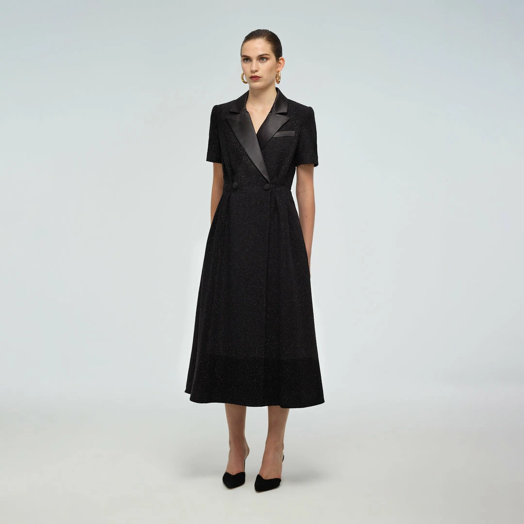 Self-portrait READY TO WEAR Metallic Boucle Midi Dress