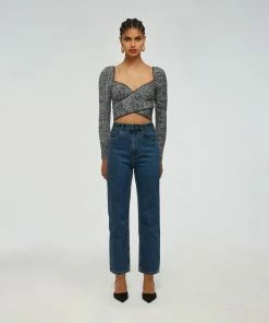 Self-portrait Monochome Crossover Knit Top