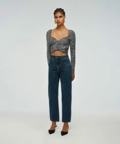 Self-portrait Monochome Crossover Knit Top