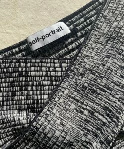 Self-portrait Monochome Crossover Knit Top