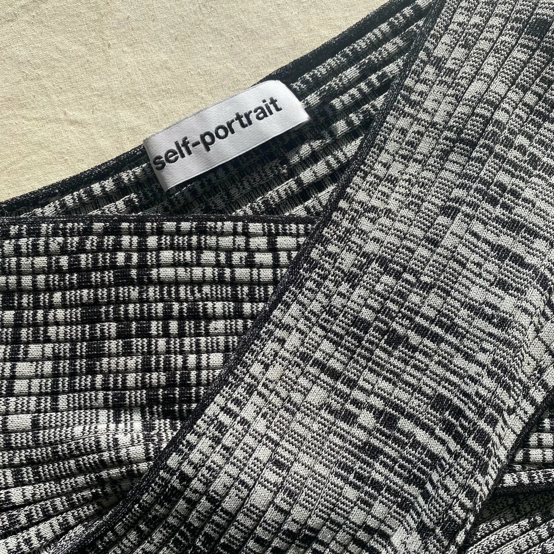 Self-portrait Monochome Crossover Knit Top