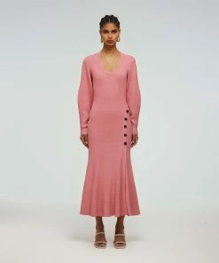 Self-portrait READY TO WEAR Pink Lurex Knit Dress