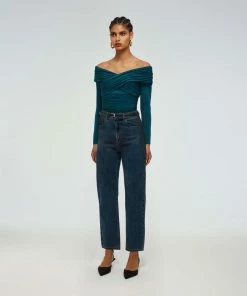 Self-portrait READY TO WEAR Teal Crossover Top