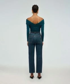 Self-portrait READY TO WEAR Teal Crossover Top