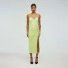 Self-portrait Green Stretch Crepe Wrap Midi Dress