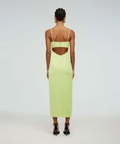 Self-portrait Green Stretch Crepe Wrap Midi Dress