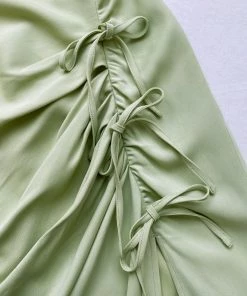 Self-portrait Green Stretch Crepe Wrap Midi Dress