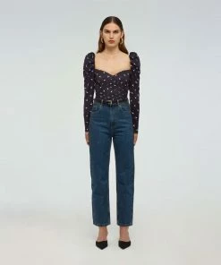 Self-portrait Polka Dot Stretch Crepe Top READY TO WEAR