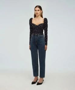 Self-portrait Polka Dot Stretch Crepe Top READY TO WEAR