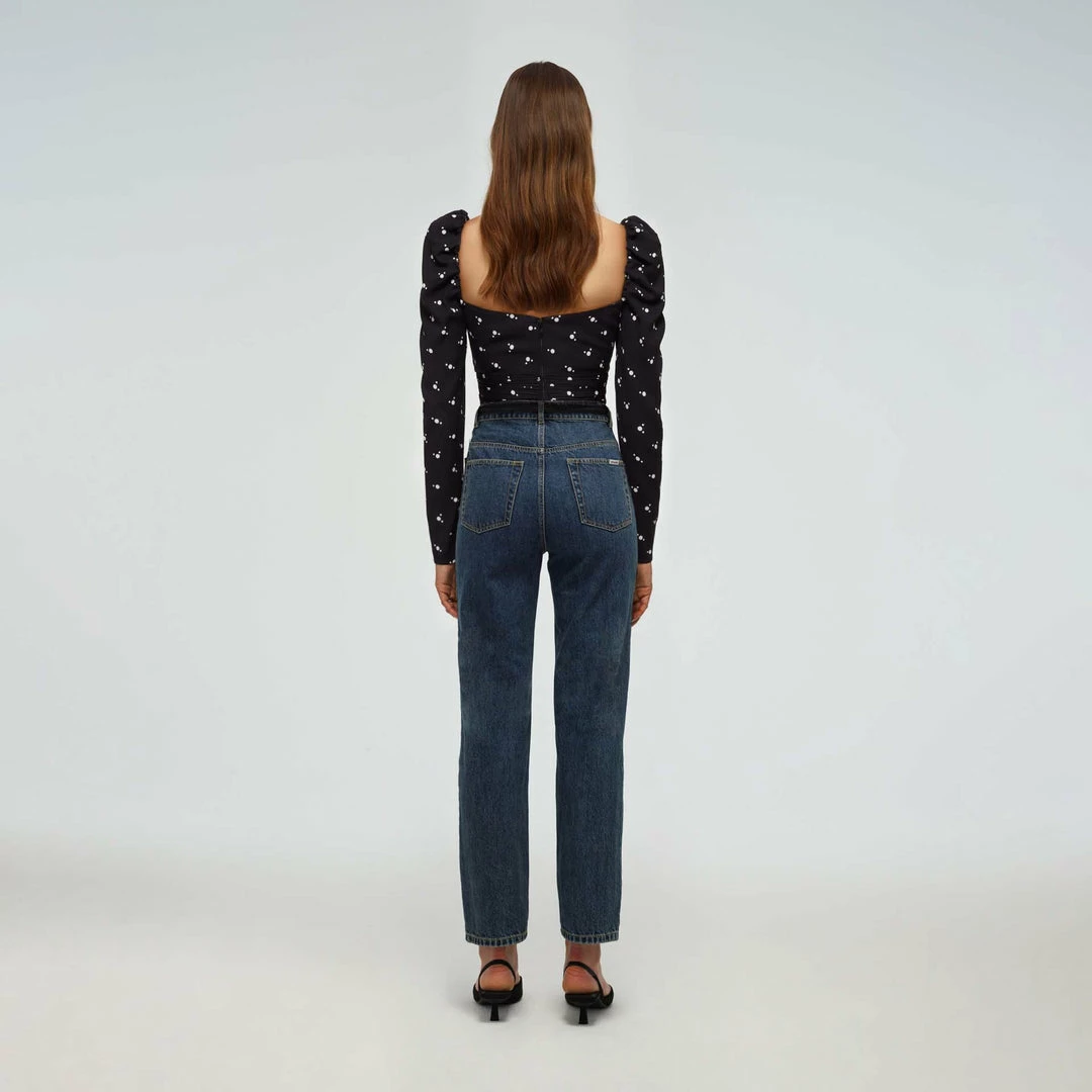 Self-portrait Polka Dot Stretch Crepe Top READY TO WEAR