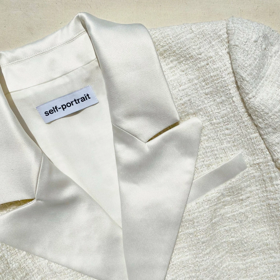 Self-portrait READY TO WEAR Tailored Cream Boucle Mini Dress