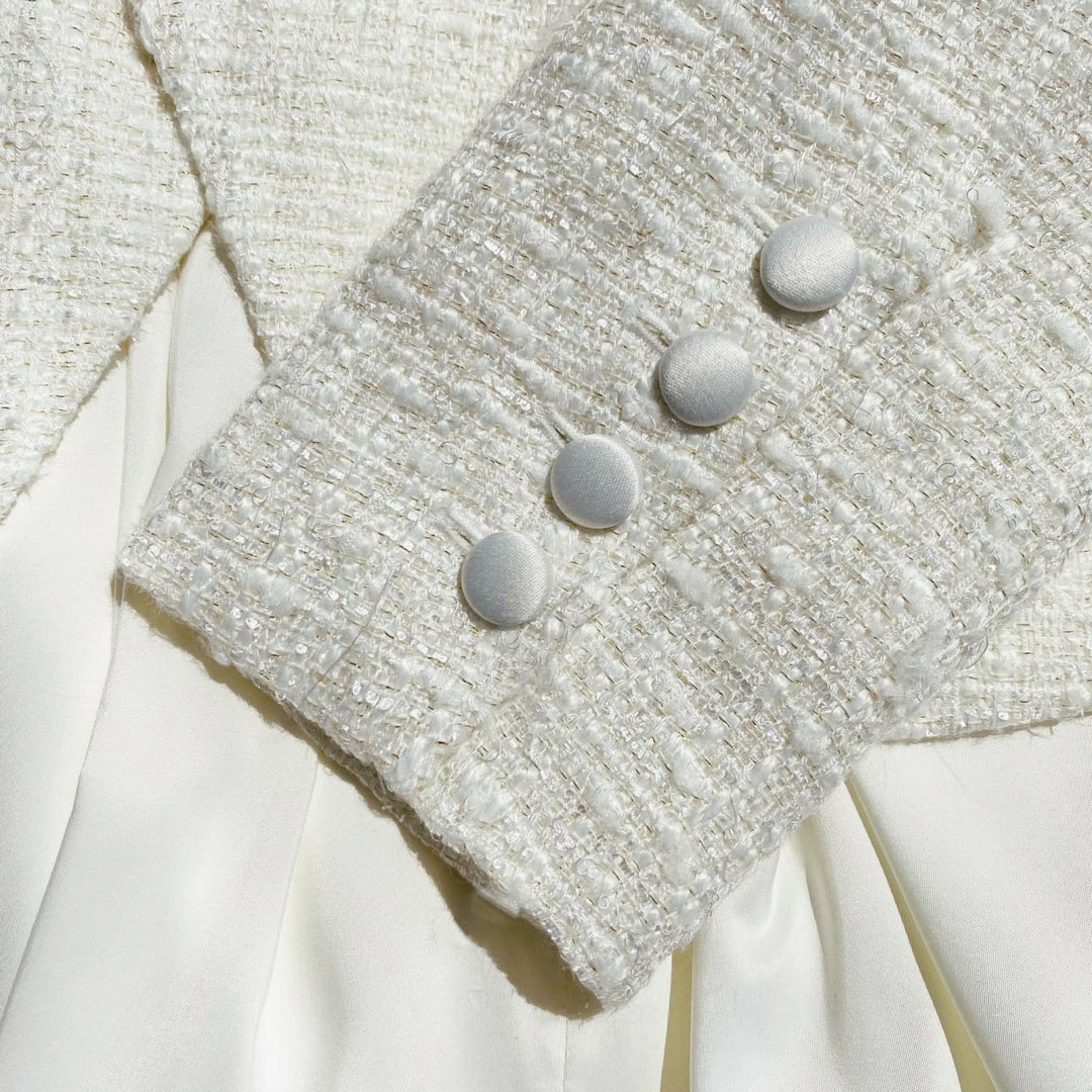 Self-portrait READY TO WEAR Tailored Cream Boucle Mini Dress