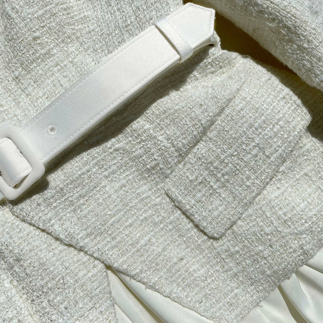 Self-portrait READY TO WEAR Tailored Cream Boucle Mini Dress