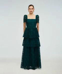 Self-portrait Green Guipure Maxi Dress READY TO WEAR