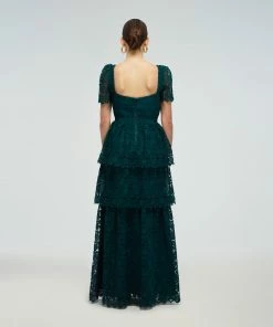 Self-portrait Green Guipure Maxi Dress READY TO WEAR