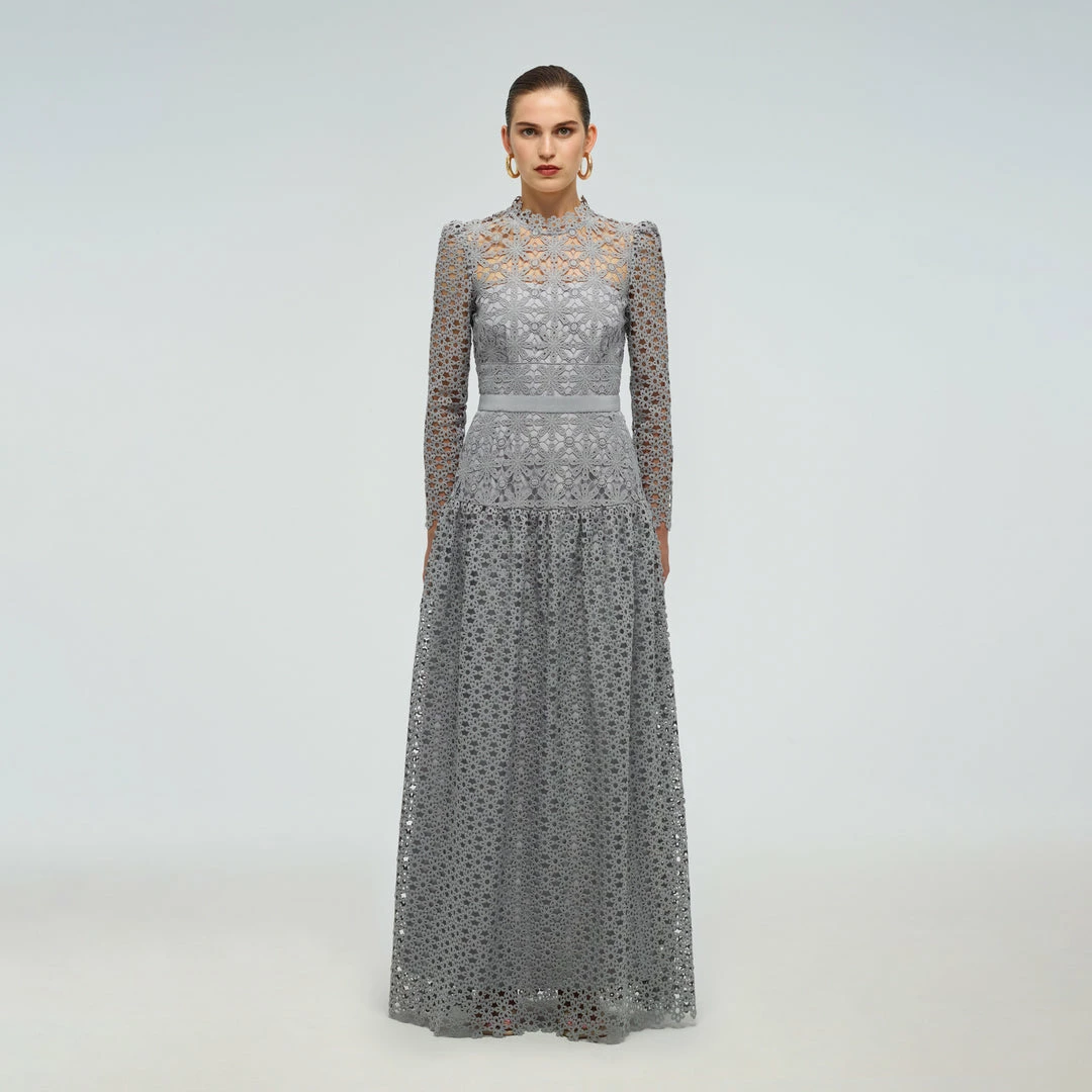 Self-portrait Geo Guipure Maxi Dress