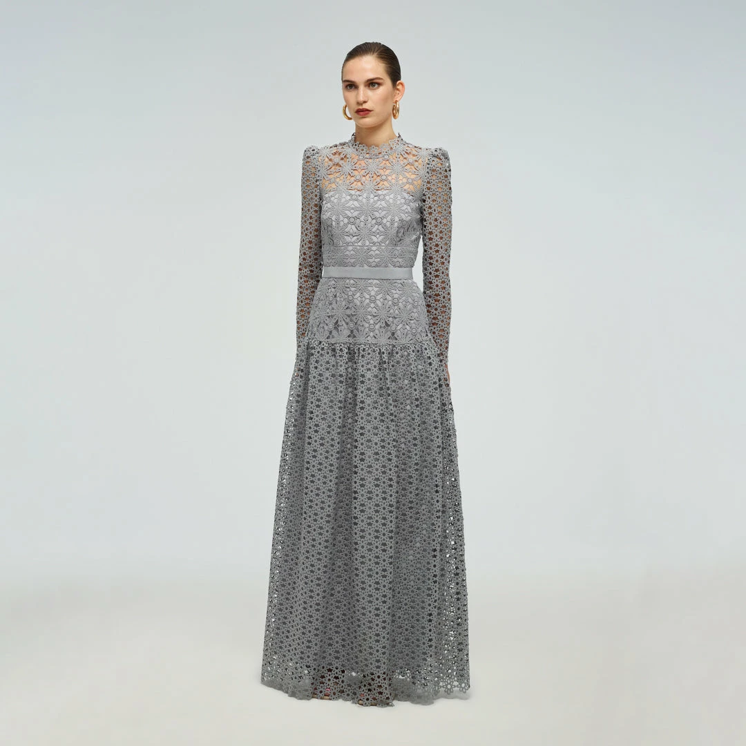 Self-portrait Geo Guipure Maxi Dress