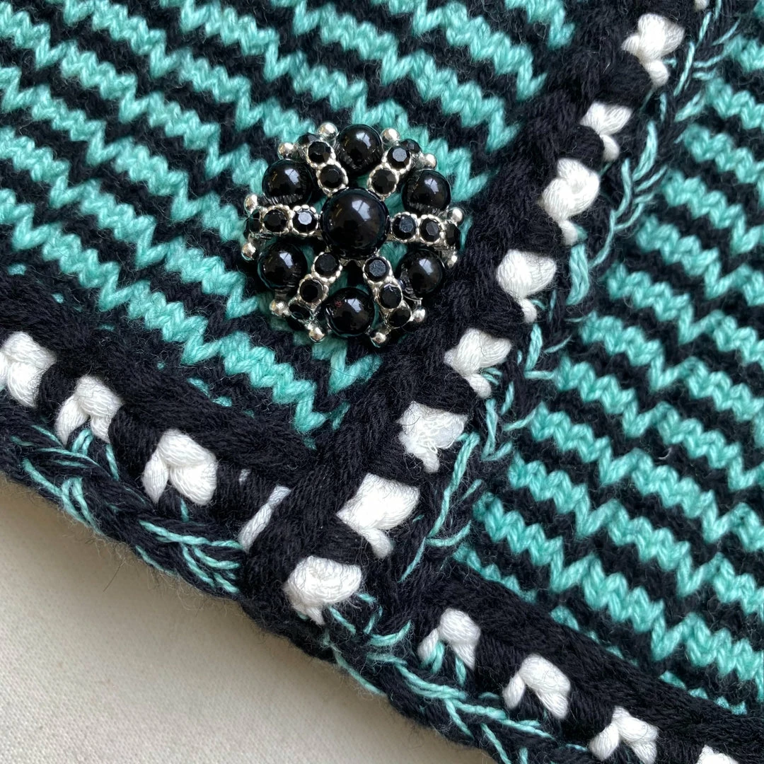 Self-portrait Green Stripe Knit Cardigan READY TO WEAR