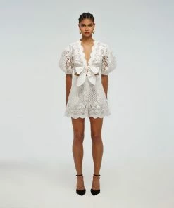 Self-portrait Lattice Embroidered Cotton Top READY TO WEAR