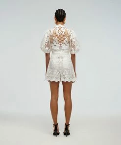 Self-portrait Lattice Embroidered Cotton Top READY TO WEAR