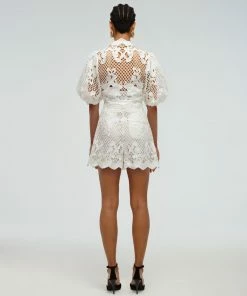 Self-portrait Lattice Embroidered Cotton Top READY TO WEAR