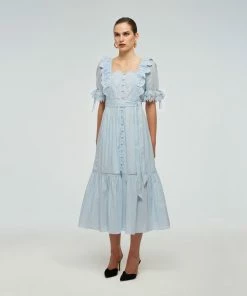 Self-portrait READY TO WEAR Floral Broderie Cotton Midi Dress