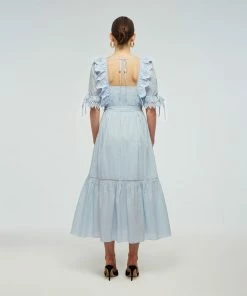 Self-portrait READY TO WEAR Floral Broderie Cotton Midi Dress