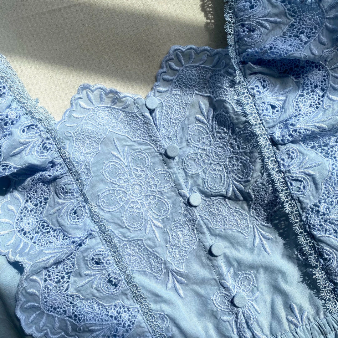 Self-portrait READY TO WEAR Floral Broderie Cotton Midi Dress